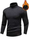 Riolio Turtle Neck Knitted Sweater, Men's Casual Warm Solid Color Mid Stretch Pullover Sweater For Fall Winter