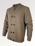 Riolio Men's Shawl Collar Cardigan Double Breasted Sweater, Plain Regular Fit Casual Knitted Sweater