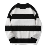 Riolio Trendy Men's Color Block Knitted Sweater - Warm And Comfortable Loose Pullover For Stylish Men