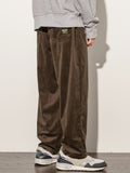 Riolio Loose Fit Corduroy Pants, Men's Casual Stretch Sweatpants For Spring Summer