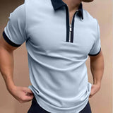 Summer New Men Polo Shirt Short Sleeve Oversized Loose Zipper Color Matching Clothes Luxury Male Tee Shirts Top U.S. Yards