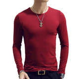 Spring Men Long Sleeve T-shirt V Neck Black T Shirt Top Tee Male Streetwear Fitness Men's Long Sleeve T-shirt