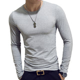 Spring Men Long Sleeve T-shirt V Neck Black T Shirt Top Tee Male Streetwear Fitness Men's Long Sleeve T-shirt