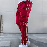 Riolio Summer Cargo Casual Pants Men's Hip Pop Joggers Reflective Multi-Pocket Trackpants Men's Running Jogging Pants Sports Trousers