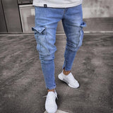 Riolio Autumn Men Jeans Casual Pants New Fashion Frayed Slim Fit Long Denim Pants Hole Jeans