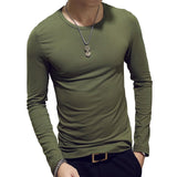 Spring Men Long Sleeve T-shirt V Neck Black T Shirt Top Tee Male Streetwear Fitness Men's Long Sleeve T-shirt