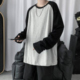 Riolio Hot Sale Men Long Sleeve T-shirts Fashion Patchwork Harajuku Loose Outwear Tshirts Hip-hop Students All-match Basic Tops Couple