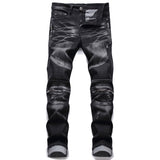 New Men'S Jeans Pants Splicing  Denim Trousers Biker High Quality Male Straight Casual Designer Many Multi-Pocket Comfortable