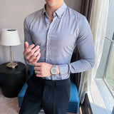 Small Asian Size Slim Fit Design Men's Long Sleeve Button White Black Casual Shirts