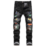 New Men'S Jeans Pants Splicing  Denim Trousers Biker High Quality Male Straight Casual Designer Many Multi-Pocket Comfortable