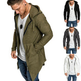 Spring Autumn Men Hooded Trench Teen Casual Slim Solid Windbreaker Jacket Men Outwear Zipper Thin Coat Swallowtail Men Tops