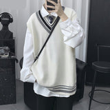 Riolio Oversize Sweater Vests Men Patchwork Preppy Style Couple Soft Knitwear Leisure Hipster Unisex Homme Sleeveless Jumpers All-match