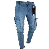 Riolio Autumn Men Jeans Casual Pants New Fashion Frayed Slim Fit Long Denim Pants Hole Jeans