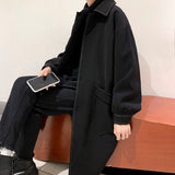 Riolio Autumn Black Trench Coat Men's Fashion Casual Long Coat Men Streetwear Korean Loose Oversize Windbreaker Jacket Mens Overcoat