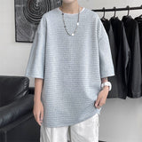 Riolio Classic Solid T-shirts Men Summer Oversized M-3XL Waffle Simple Breathable Basic O-neck Tops Male Handsome Stylish Loose Casual