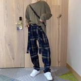 Riolio Plaid Pants Plaid Trousers Male Checked Trousers Straight Baggy Casual Korean Harajuku Men's Fashion Pants Streetwear