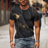 Summer 3D Printing T-Shirt for Men Lattice Ancient Mythical Animal Images Cool Breathable Short Sleeves Trendy Casual Tshirt