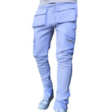 Riolio Summer Cargo Casual Pants Men's Hip Pop Joggers Reflective Multi-Pocket Trackpants Men's Running Jogging Pants Sports Trousers