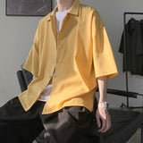 Riolio Half Sleeve Shirts Men Solid Color Loose Oversize S-3XL Harajuku All-match Simple Summer Draped High Quality Korean Style Casual