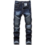 New Men'S Jeans Pants Splicing  Denim Trousers Biker High Quality Male Straight Casual Designer Many Multi-Pocket Comfortable