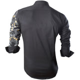 Sport Trendy Men's Shirt Dress Casual Long Sleeve Fashion Dragon Stylish Black