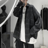 Riolio Japanese Fashion Spring Plaid Shirt Men Long Sleeve Handsome All-match Casual Loose Summer Oversized Vintage Harajuku Shirt