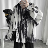 Long sleeve shirt for men women abstinence black white tie-dye drape loose blouse autumn aesthetic high street punk unisex shirt