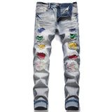 New Men'S Jeans Pants Splicing  Denim Trousers Biker High Quality Male Straight Casual Designer Many Multi-Pocket Comfortable