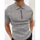 Summer New Men Polo Shirt Short Sleeve Oversized Loose Zipper Color Matching Clothes Luxury Male Tee Shirts Top U.S. Yards