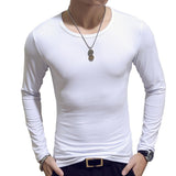 Spring Men Long Sleeve T-shirt V Neck Black T Shirt Top Tee Male Streetwear Fitness Men's Long Sleeve T-shirt