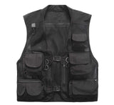 Riolio Plus Size Multi Pockets Vest Men Summer Mesh Breathable Photography Waistcoat Reporter Director Casual Vest Work Uniform VT-121