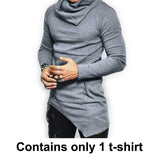 Hot Sale Fashion Streetwear Turtle neck Street T shirt Men Hip Hop Long Sleeve Asymmetry Thin Designed Men's T-Shirt MY062