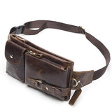 Riolio Genuine Leather Waist Packs Men Waist Bags Fanny Pack Belt Bag Phone Bags Travel Waist Pack Male Small Waist Bag Leather