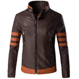 High-end brand men zipper leather jacket Wolverine casual PU leather locomotive coat Logan bomber jacket slim coat size 5XL