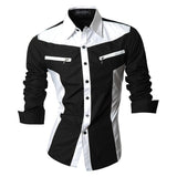 Riolio Spring Autumn Features Shirts Men Casual Shirt Long Sleeve Male Shirts Zipper Decoration (No Pockets)