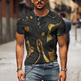 Summer 3D Printing T-Shirt for Men Lattice Ancient Mythical Animal Images Cool Breathable Short Sleeves Trendy Casual Tshirt