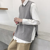 Riolio Autumn Sweater Vest Men's Fashion O-neck Knitted Pullover Men Loose Korean Vest Knitting Sweaters Mens Clothes M-3XL