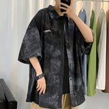 Riolio Summer new shirt men's short sleeve Korean casual loose jacket trend tie dyed shirt handsome thin shirts рубашка мужская