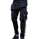 Riolio Summer Cargo Casual Pants Men's Hip Pop Joggers Reflective Multi-Pocket Trackpants Men's Running Jogging Pants Sports Trousers