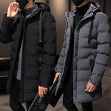 Winter Down Jackets And Coats Men Hooded Collar Long Down Jackets Thicker Warm Parkas Male Outwear Casual Slim Fit Winter Coats