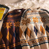 Riolio Pullovers Vintage Retro Christmas Sweater Couple  Men's Knitted Sweater Winter Warm Casual Korean Streetwear Harajuku