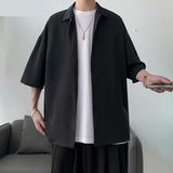 Riolio Half Sleeve Shirts Men Solid Color Loose Oversize S-3XL Harajuku All-match Simple Summer Draped High Quality Korean Style Casual