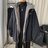 Riolio Winter Thick Lamb Fur Jacket Men Warm Fashion Hooded Coat Men Korean Loose Oversized Short Coat Mens Cotton Outwear Jackets