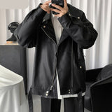 Riolio Spring Black Oversized Leather Biker Jacket Men Casual Loose Korean Fashion Faux leather Jackets for Men Brand