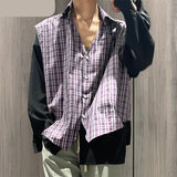 Riolio Stylish Tank Tops All-match Korea Style Nostalgic Style Scottish Plaid Irregular Casual Streetwear Hem Vests S-5XL