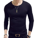 Spring Men Long Sleeve T-shirt V Neck Black T Shirt Top Tee Male Streetwear Fitness Men's Long Sleeve T-shirt