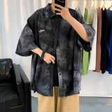 Riolio Summer new shirt men's short sleeve Korean casual loose jacket trend tie dyed shirt handsome thin shirts рубашка мужская