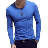 Spring Men Long Sleeve T-shirt V Neck Black T Shirt Top Tee Male Streetwear Fitness Men's Long Sleeve T-shirt