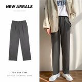 Riolio Ice Silk Men Suit Pants Loose Loose Drape Straight Leg Trousers for Men Thin Wide-leg Casual Ninth Pants Japanese Streetwear