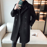 Riolio New Luxury Business Long Slim Fit Men Trench Coat Winter Thick Warm Double Breasted Wool Coats Fashion Men Coats Streetwear